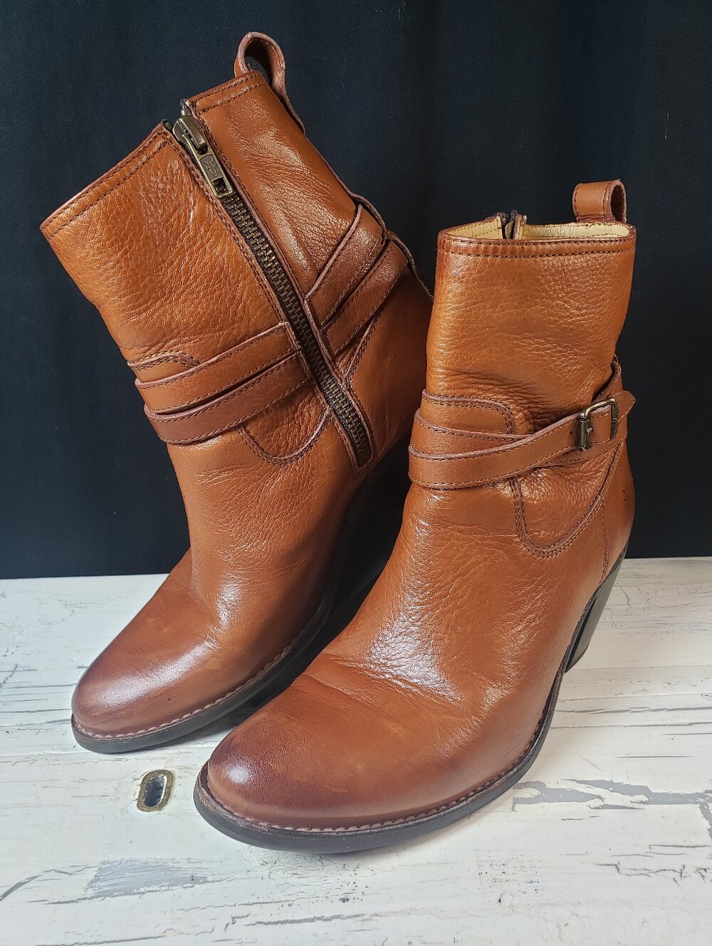 Frye 'Jackie Rivet Bootie' Short Boots in Whiskey - Women's size 7.5